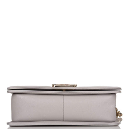 Chanel Medium Boy Bag Grey Quilted Caviar Light Gold Hardware - photo 6