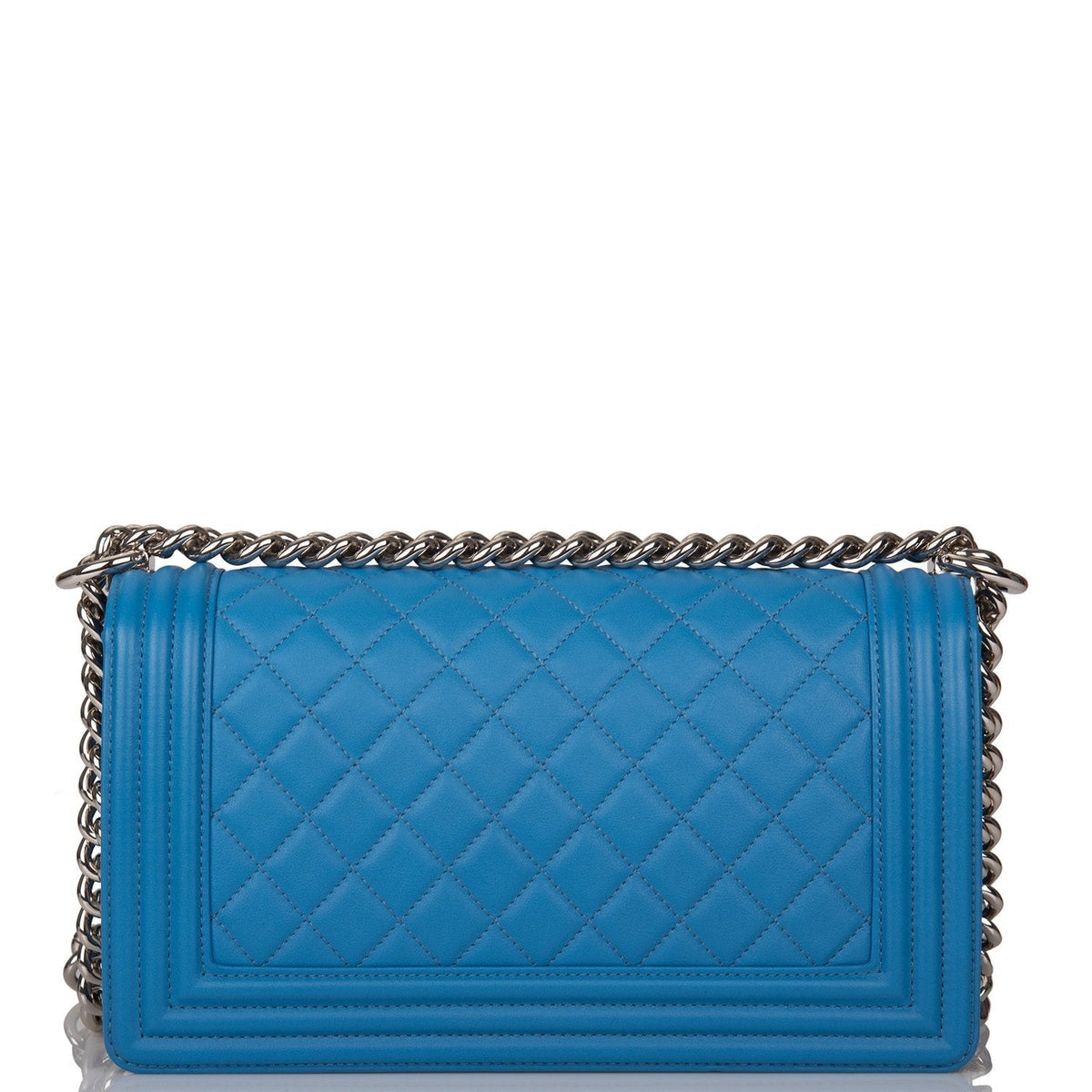 Chanel Medium Boy Bag Blue Calfskin Silver Hardware - photo 4