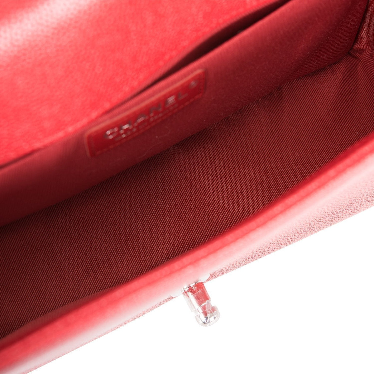 Chanel Red Chevron Caviar Medium Boy Bag Silver Hardware - photo 8