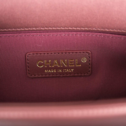 Chanel Plum Metallic Quilted Calfskin Small Boy Bag Antique Gold Hardware - photo 9