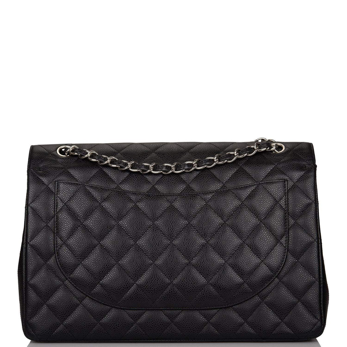 Chanel Black Quilted Caviar Maxi Classic Double Flap Bag Silver Hardware - image 4