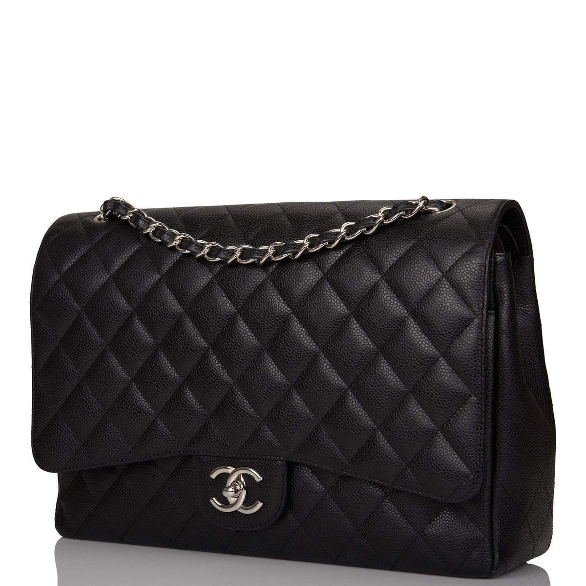 Chanel Black Quilted Caviar Maxi Classic Double Flap Bag Silver Hardware - image 5