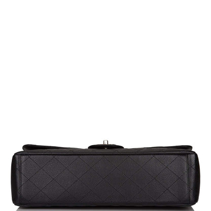 Chanel Black Quilted Caviar Maxi Classic Double Flap Bag Silver Hardware - image 6