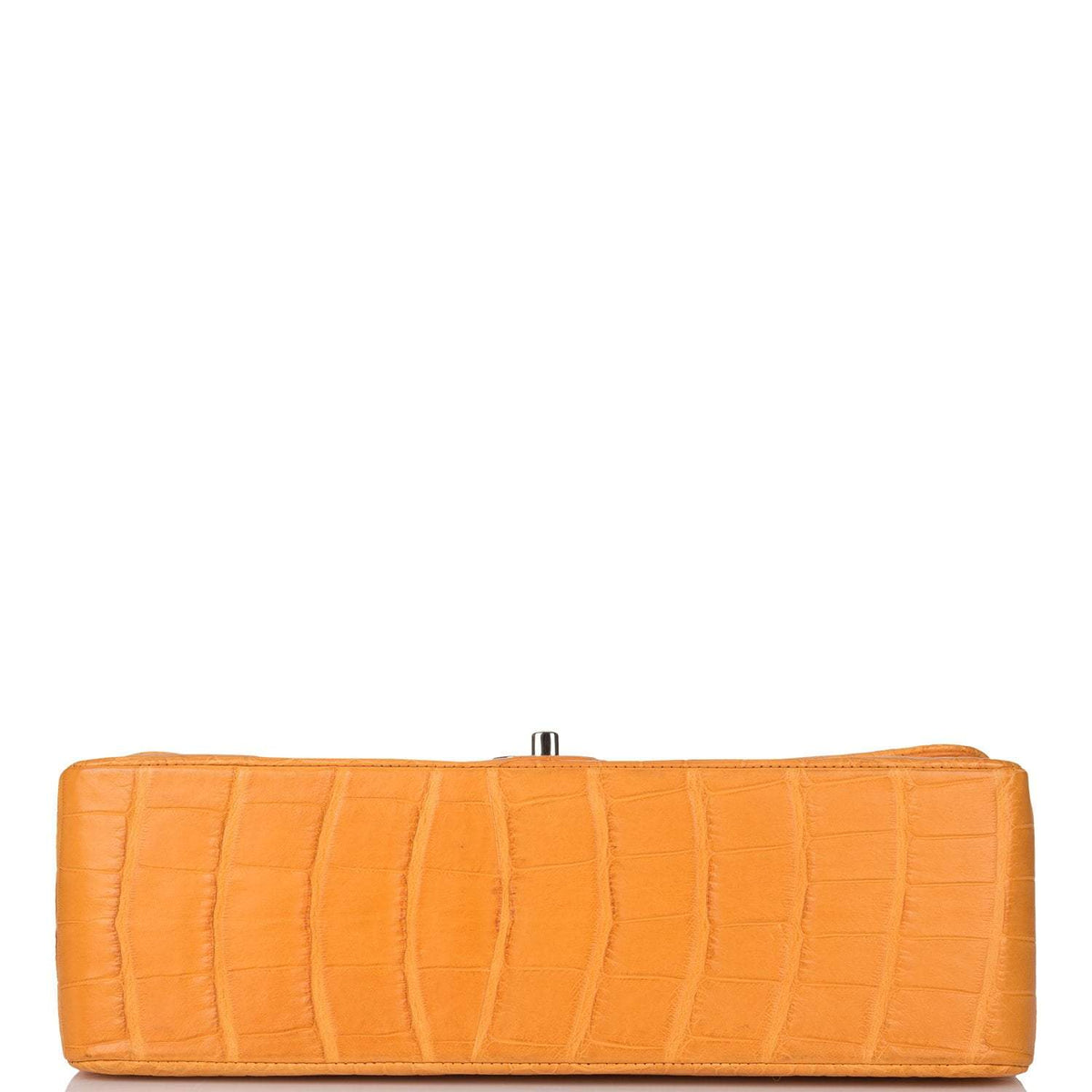 Chanel Orange Alligator Jumbo Classic Double Flap Bag Silver Hardware - photo 6