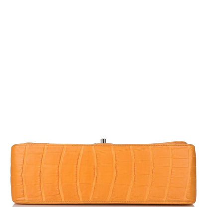 Chanel Orange Alligator Jumbo Classic Double Flap Bag Silver Hardware - photo 6