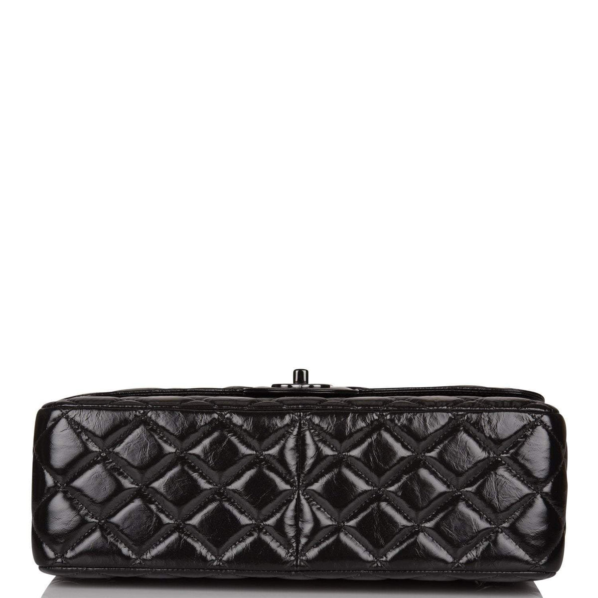Chanel SO Black Shiny Crumpled Calfskin Jumbo Classic Double Flap Bag Black Hardware - photo 6