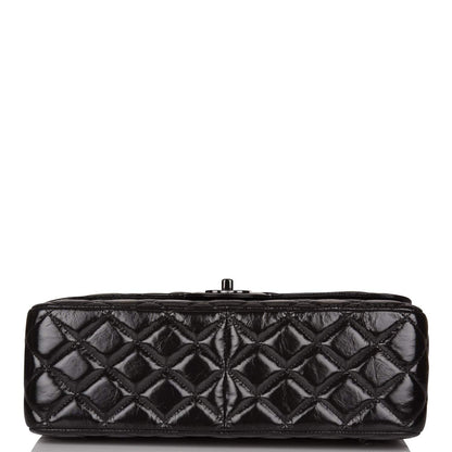 Chanel SO Black Shiny Crumpled Calfskin Jumbo Classic Double Flap Bag Black Hardware - photo 6