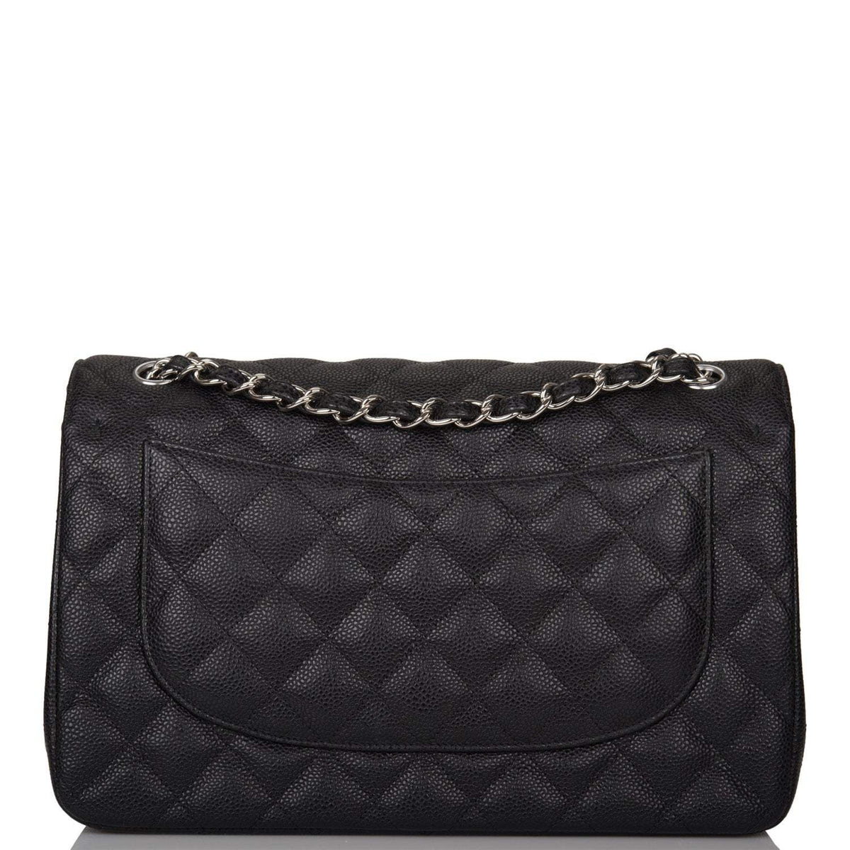 Chanel Black Quilted Caviar Jumbo Classic Double Flap Bag Silver Hardware - image 3