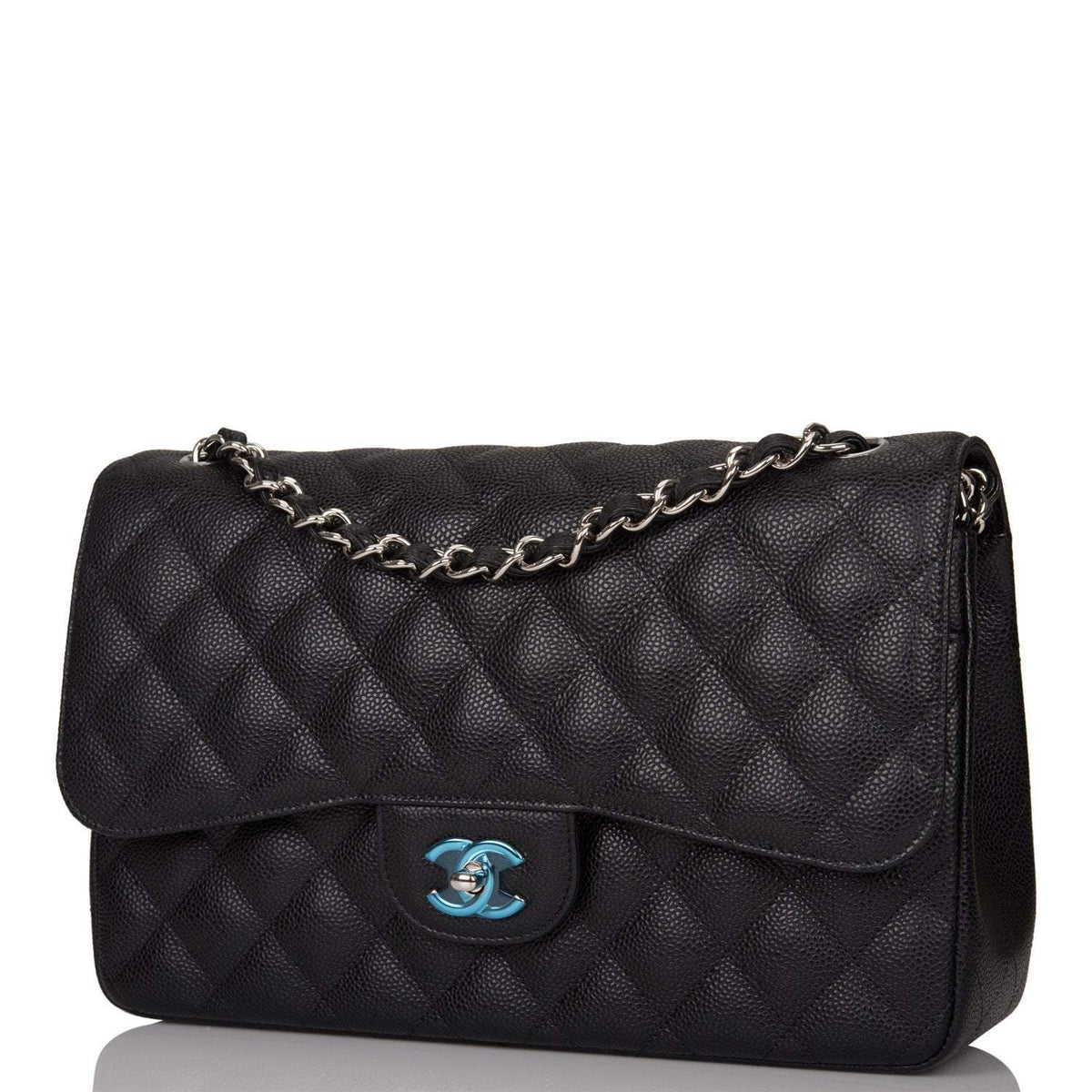Chanel Black Quilted Caviar Jumbo Classic Double Flap Bag Silver Hardware - image 4
