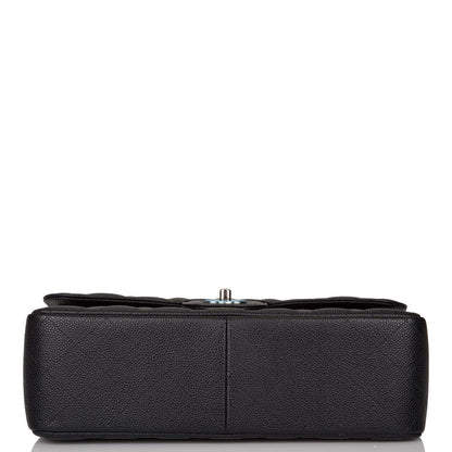Chanel Black Quilted Caviar Jumbo Classic Double Flap Bag Silver Hardware - image 5