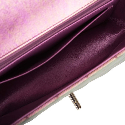 Chanel Mini Rectangular Flap Bag Purple Iridescent Lambskin Light Gold Hardware - photo 8