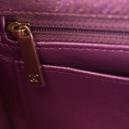 Chanel Mini Rectangular Flap Bag Purple Iridescent Lambskin Light Gold Hardware - photo 9