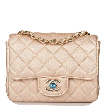 Chanel Gold Metallic Quilted Lambskin Square Mini Classic Flap Bag Light Gold Hardware - photo 1