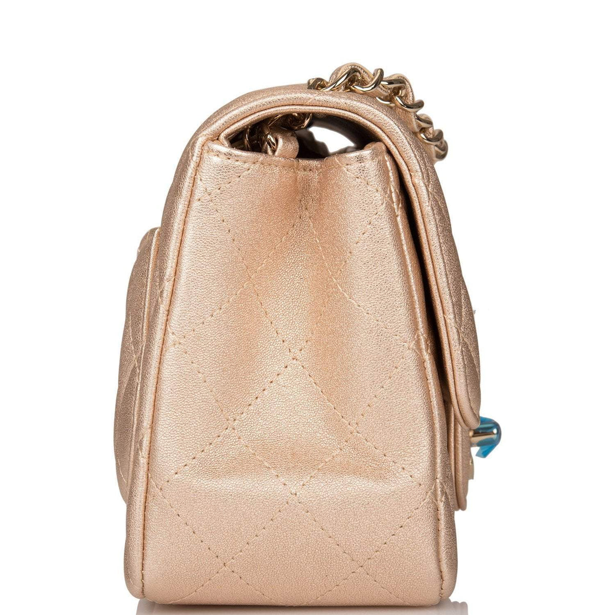 Chanel Gold Metallic Quilted Lambskin Square Mini Classic Flap Bag Light Gold Hardware - photo 2