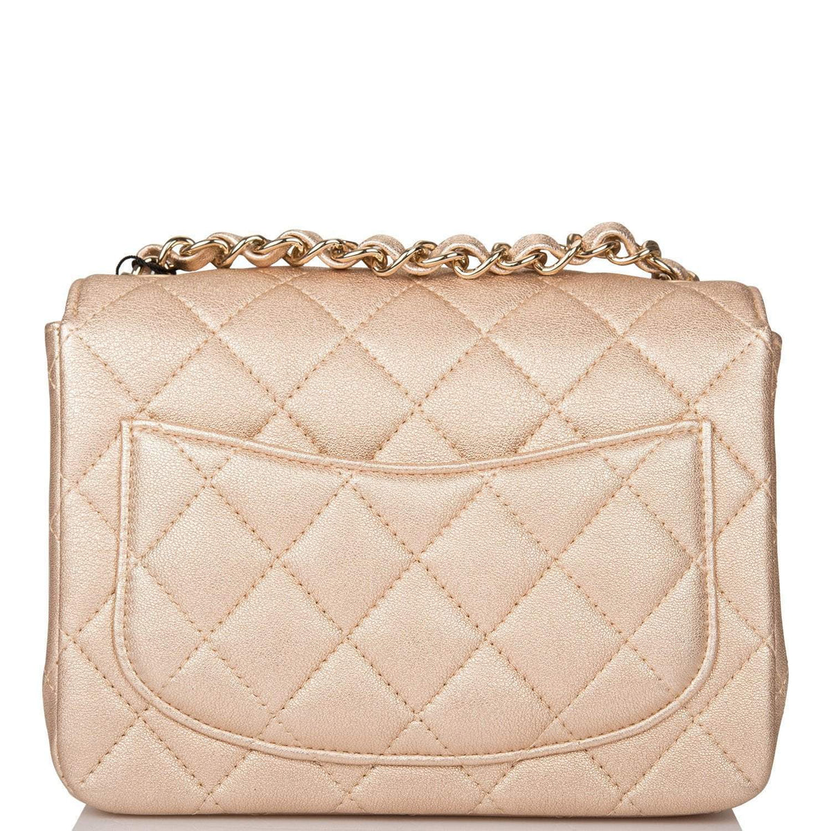 Chanel Gold Metallic Quilted Lambskin Square Mini Classic Flap Bag Light Gold Hardware - photo 3
