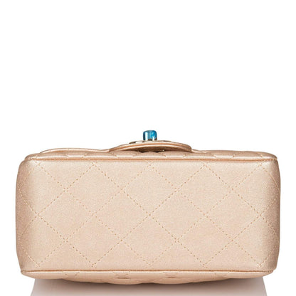 Chanel Gold Metallic Quilted Lambskin Square Mini Classic Flap Bag Light Gold Hardware - photo 5