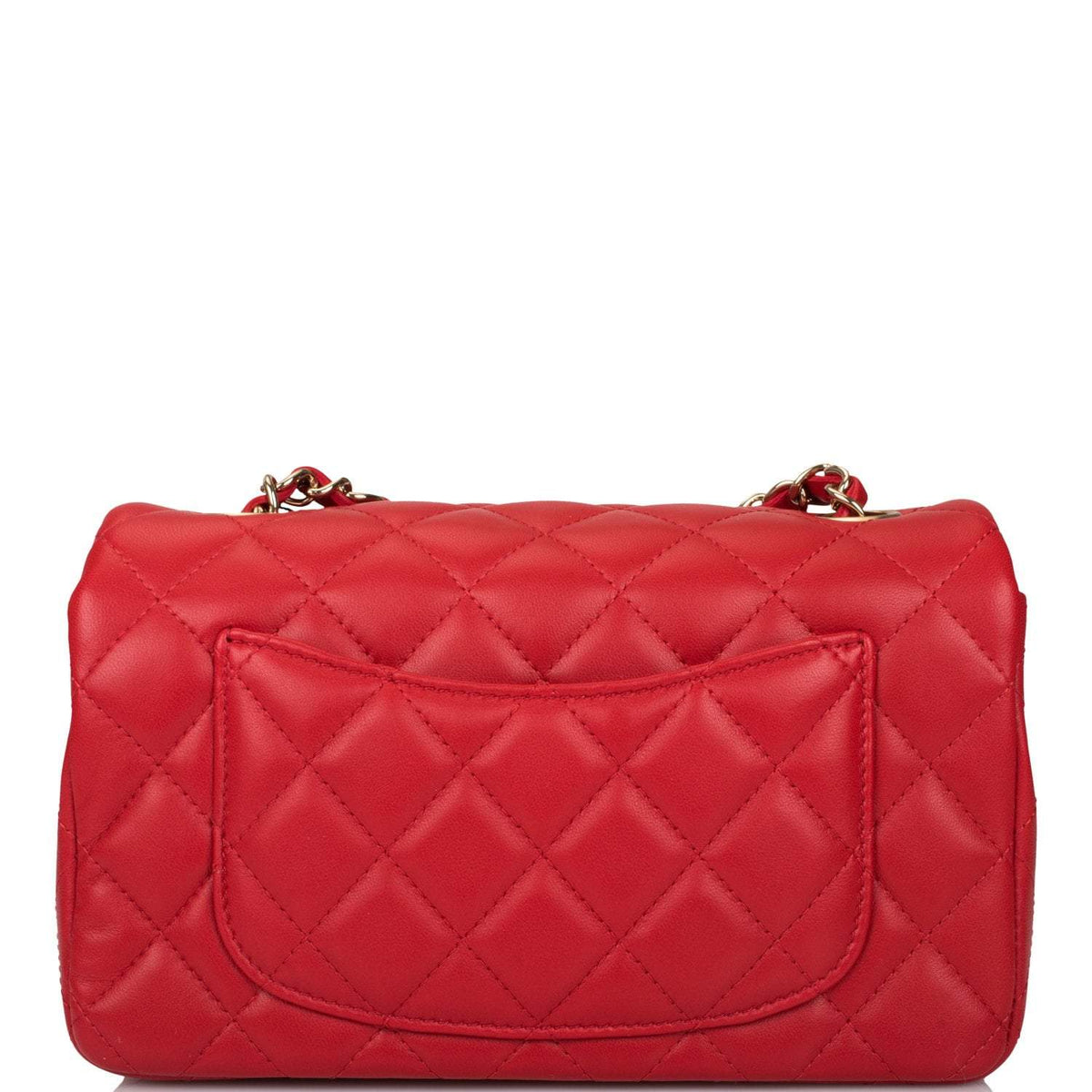 Chanel Red Quilted Lambskin Rectangular Mini Classic Flap Bag Light Gold Hardware - photo 4