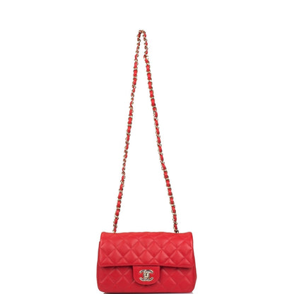 Chanel Red Quilted Lambskin Rectangular Mini Classic Flap Bag Light Gold Hardware - photo 7