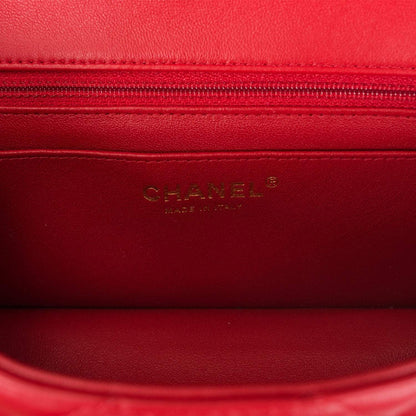 Chanel Red Quilted Lambskin Rectangular Mini Classic Flap Bag Light Gold Hardware - photo 9