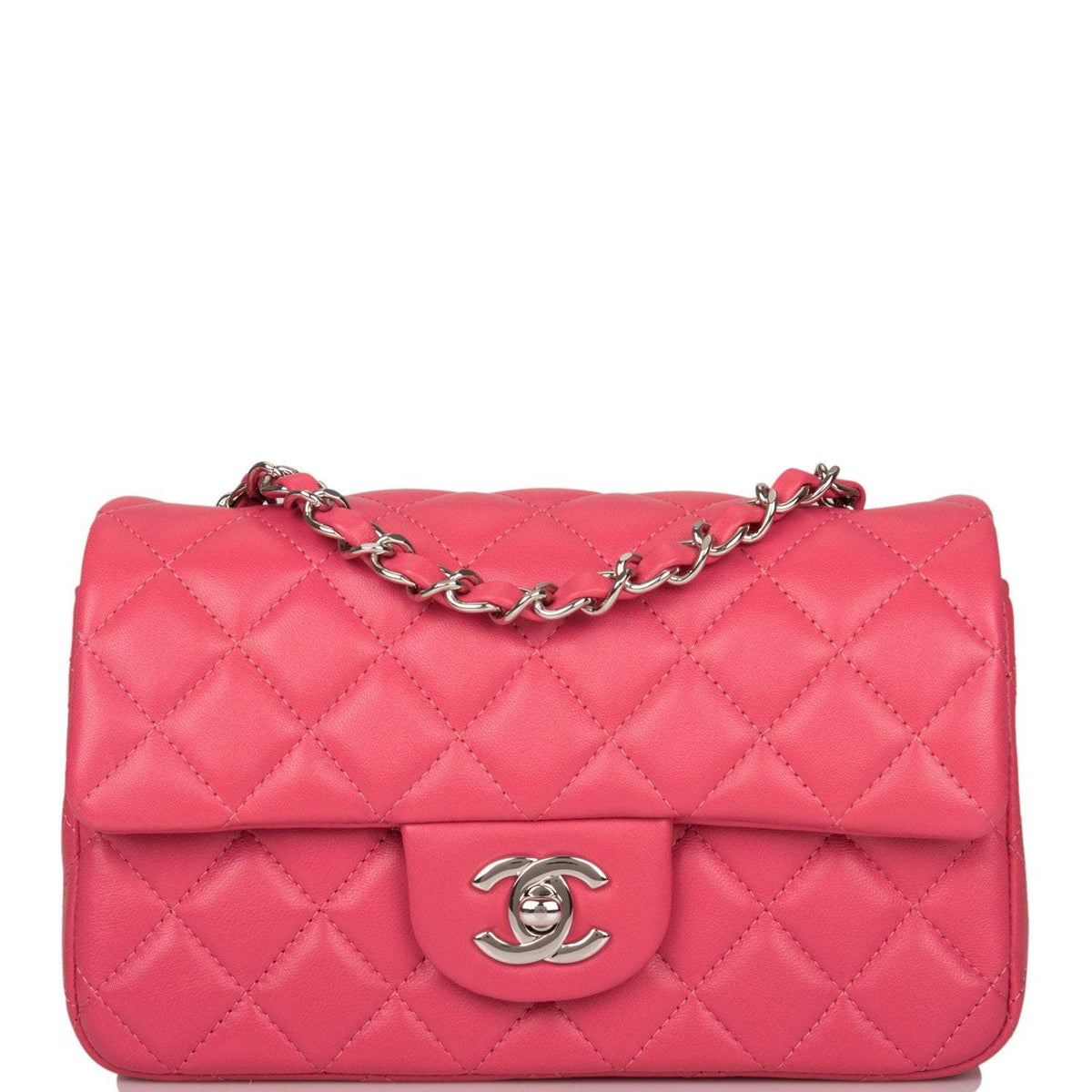 Chanel Pink Quilted Lambskin Rectangular Mini Classic Flap Bag Silver Hardware - image 1