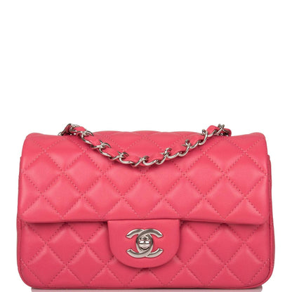 Chanel Pink Quilted Lambskin Rectangular Mini Classic Flap Bag Silver Hardware - image 1