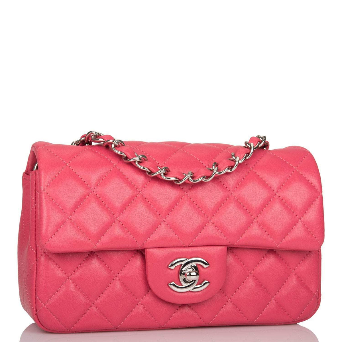 Chanel Pink Quilted Lambskin Rectangular Mini Classic Flap Bag Silver Hardware - image 2