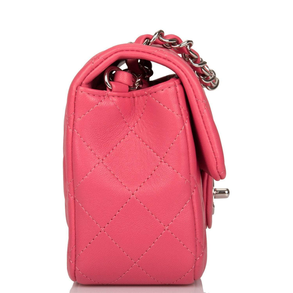 Chanel Pink Quilted Lambskin Rectangular Mini Classic Flap Bag Silver Hardware - image 3