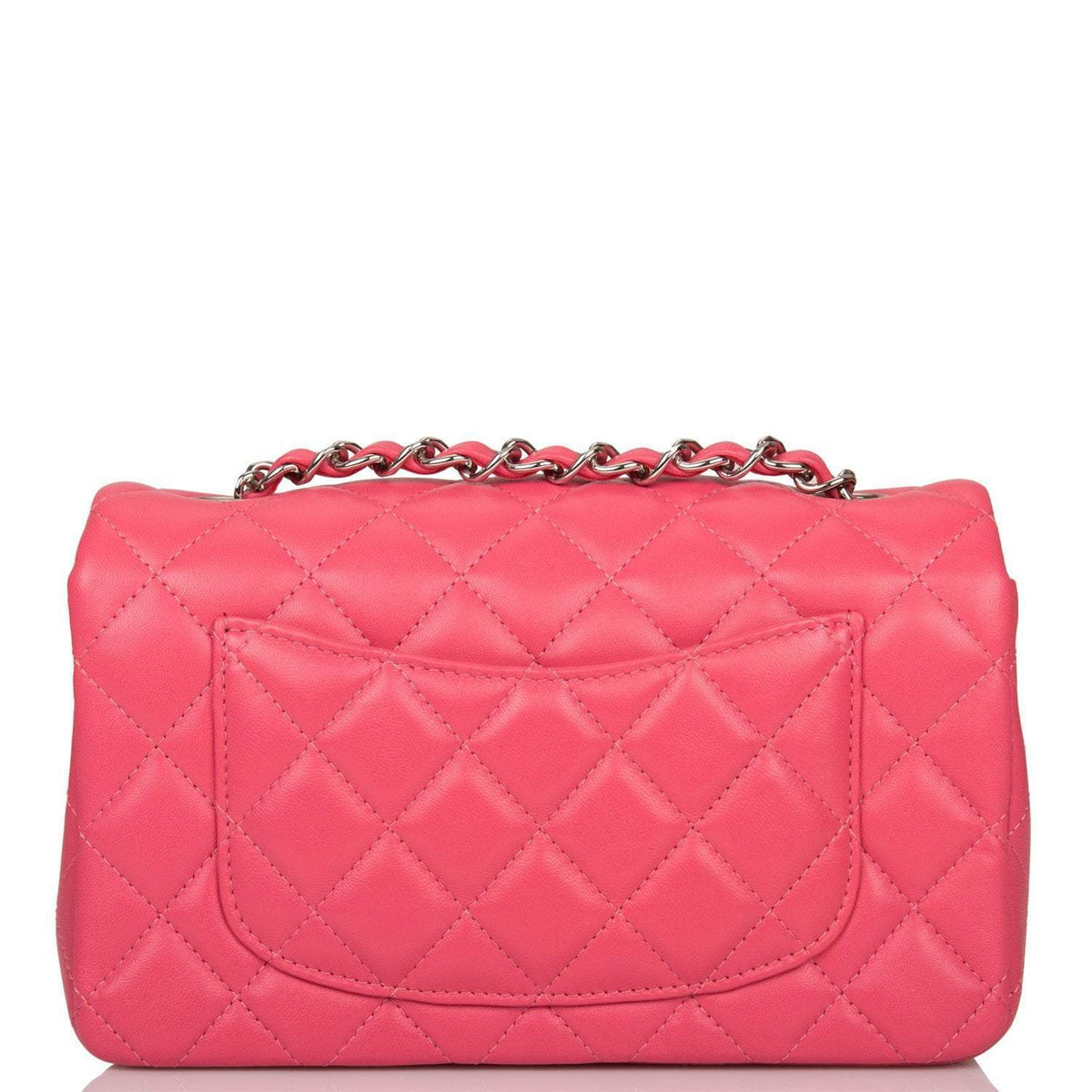 Chanel Pink Quilted Lambskin Rectangular Mini Classic Flap Bag Silver Hardware - image 4