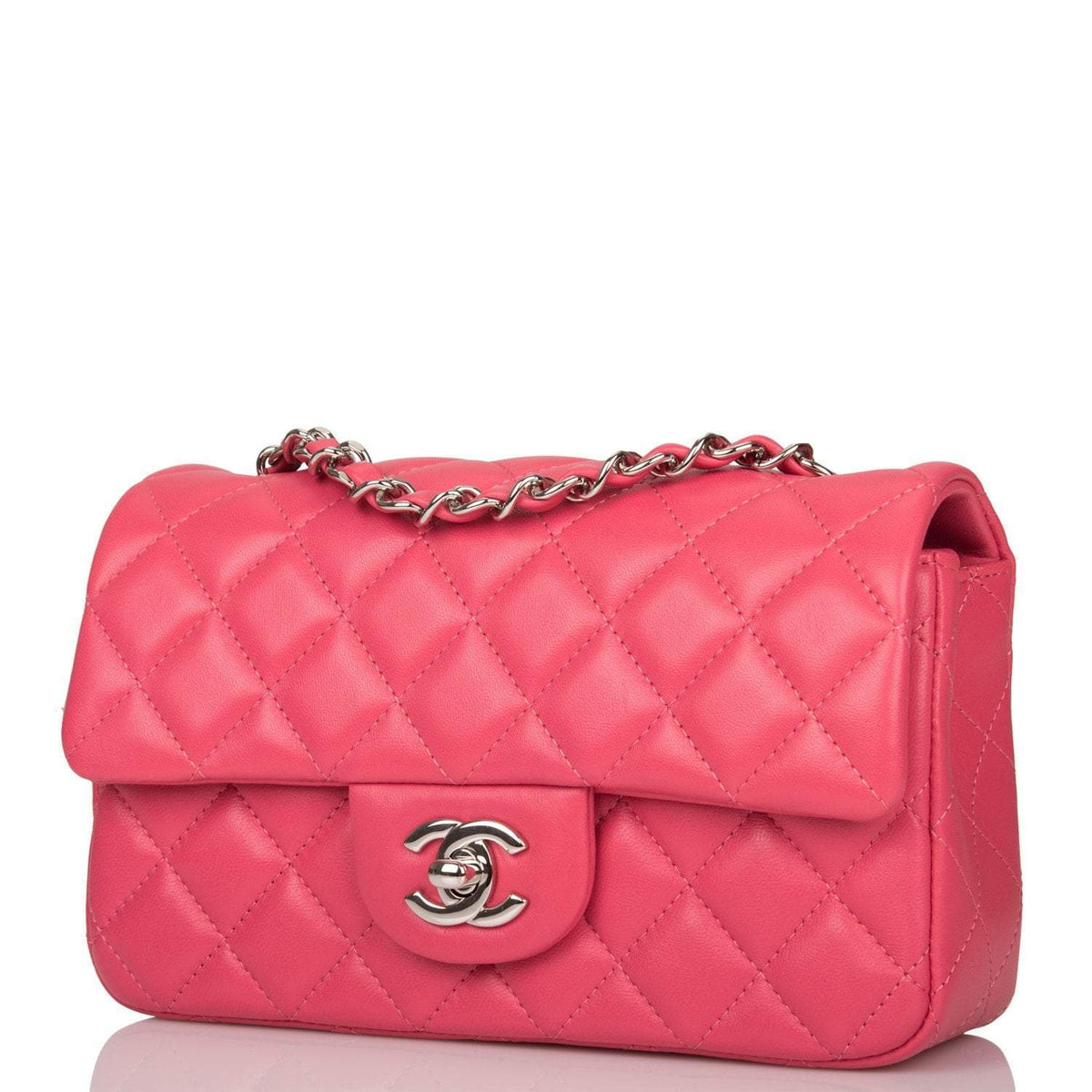 Chanel Pink Quilted Lambskin Rectangular Mini Classic Flap Bag Silver Hardware - image 5