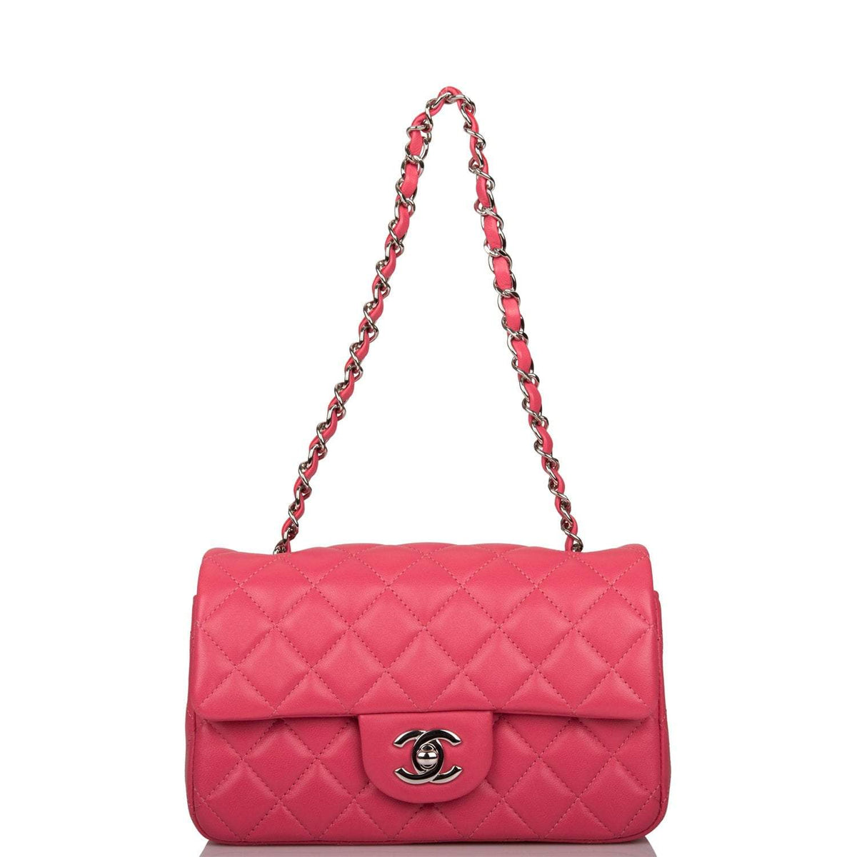 Chanel Pink Quilted Lambskin Rectangular Mini Classic Flap Bag Silver Hardware - image 7