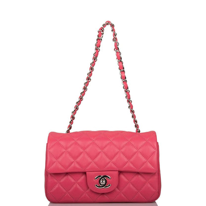 Chanel Pink Quilted Lambskin Rectangular Mini Classic Flap Bag Silver Hardware - image 7