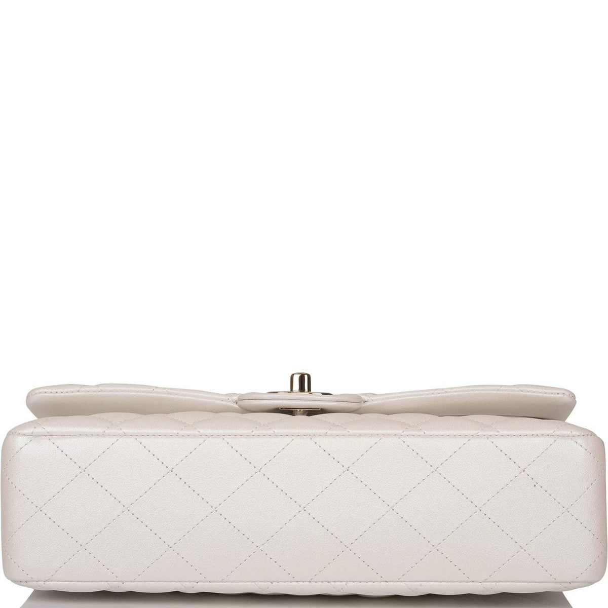 Chanel White Iridescent Quilted Lambskin Medium Classic Double Flap Bag Light Gold Hardware - image 6