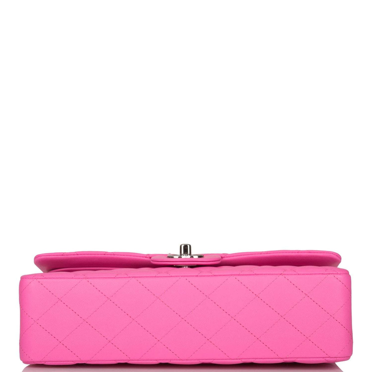Chanel Neon Pink Quilted Lambskin Medium Classic Double Flap Bag Silver Hardware - photo 6