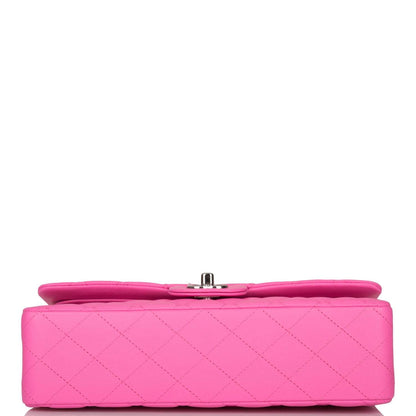 Chanel Neon Pink Quilted Lambskin Medium Classic Double Flap Bag Silver Hardware - photo 6