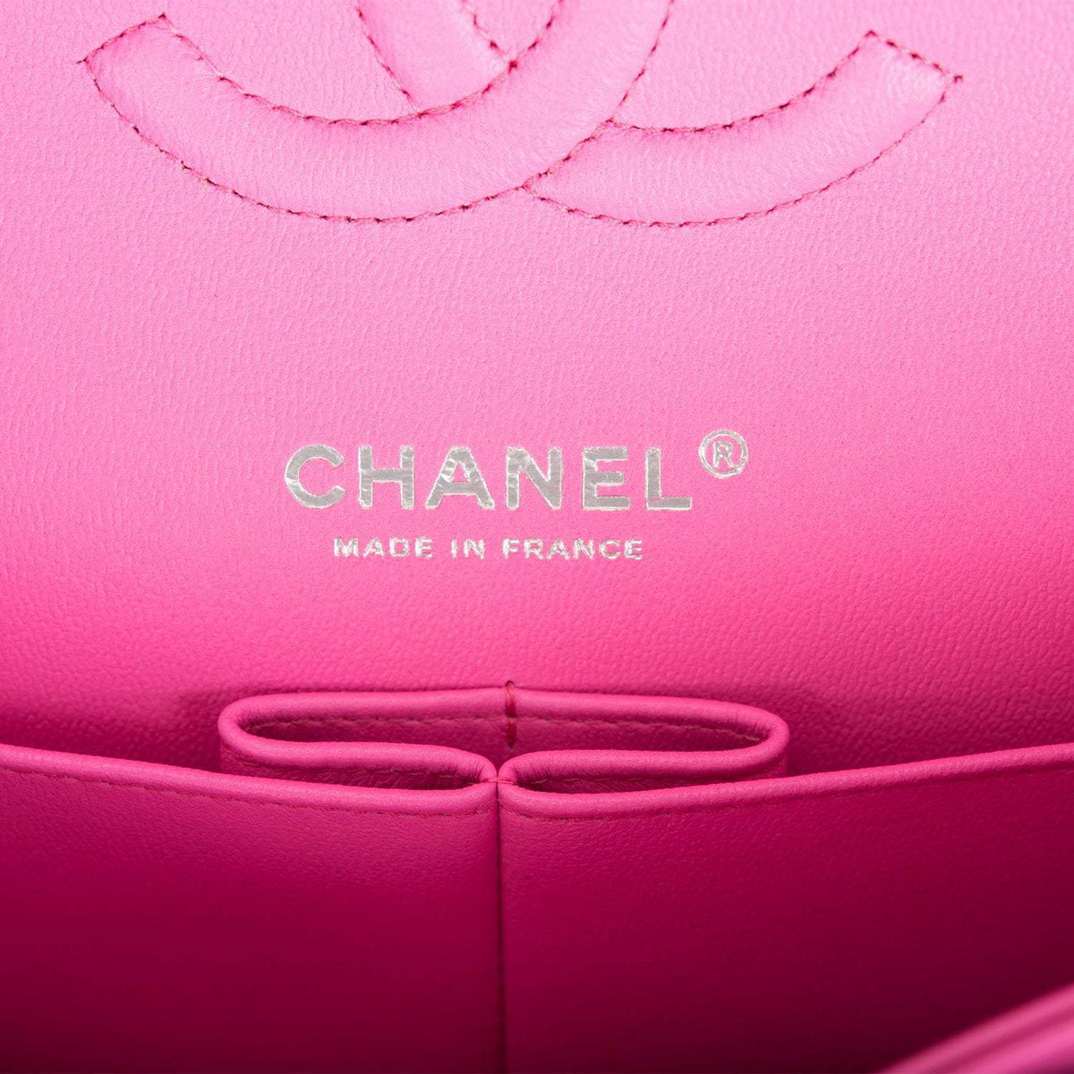 Chanel Neon Pink Quilted Lambskin Medium Classic Double Flap Bag Silver Hardware - photo 8