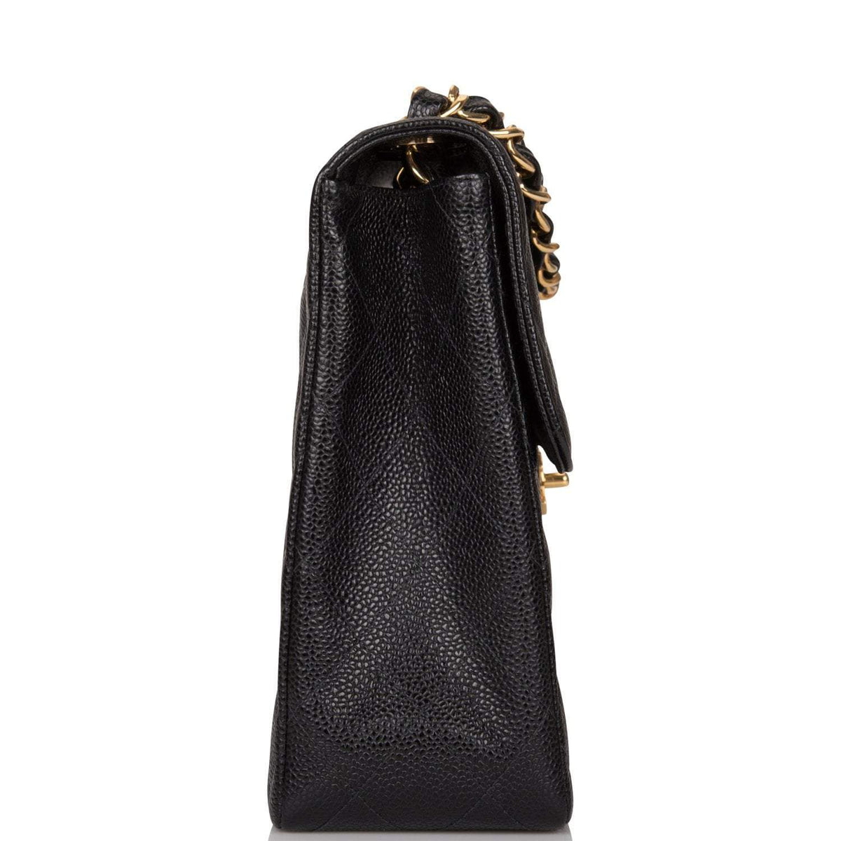 Chanel Vintage Black Quilted Caviar Jumbo Single Flap Bag Gold Hardware - image 3