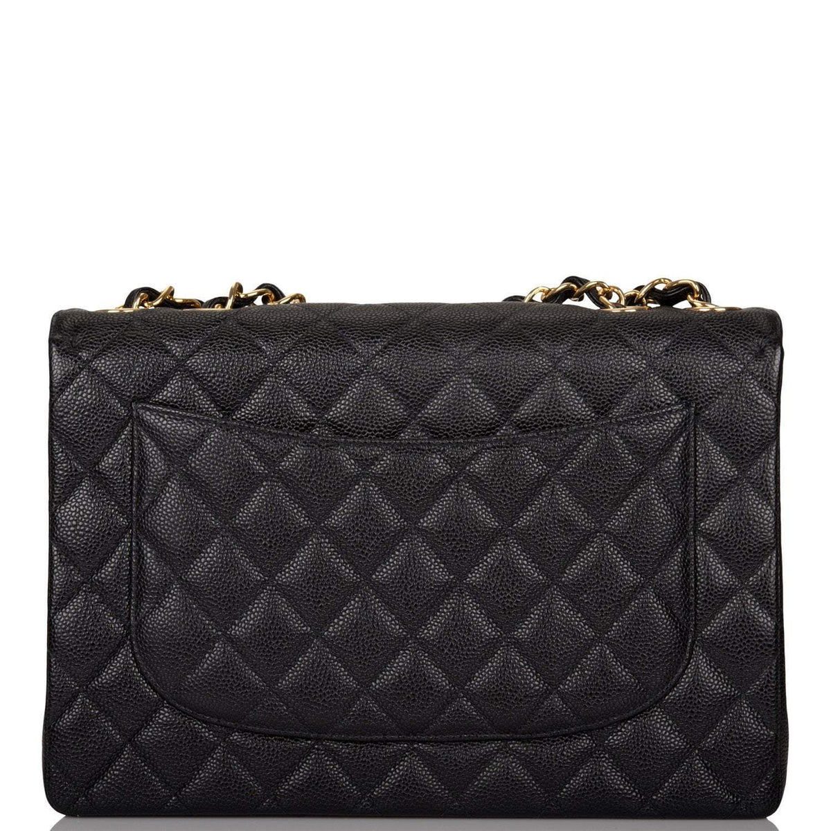 Chanel Vintage Black Quilted Caviar Jumbo Single Flap Bag Gold Hardware - image 4