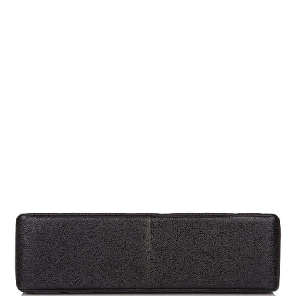 Chanel Vintage Black Quilted Caviar Jumbo Single Flap Bag Gold Hardware - image 6