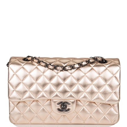 Chanel Medium Classic Double Flap Bag Metallic Gold Lambskin Black Hardware - photo 1