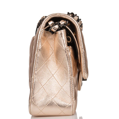 Chanel Medium Classic Double Flap Bag Metallic Gold Lambskin Black Hardware - photo 3