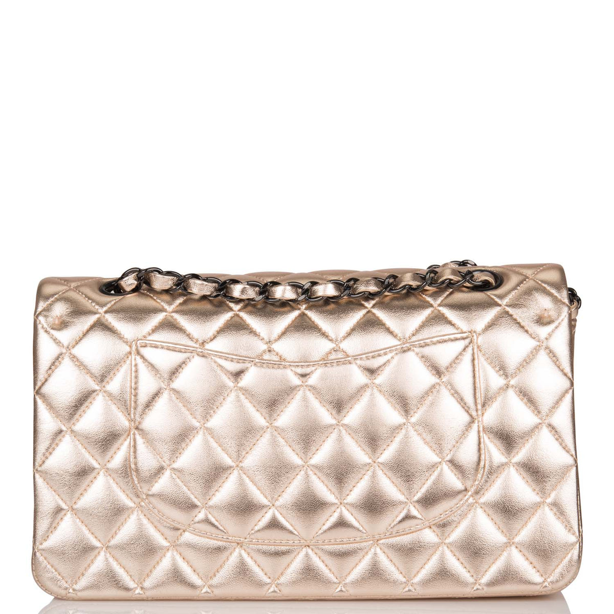 Chanel Medium Classic Double Flap Bag Metallic Gold Lambskin Black Hardware - photo 4