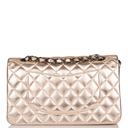 Chanel Medium Classic Double Flap Bag Metallic Gold Lambskin Black Hardware - photo 4