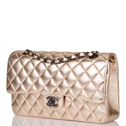 Chanel Medium Classic Double Flap Bag Metallic Gold Lambskin Black Hardware - photo 5