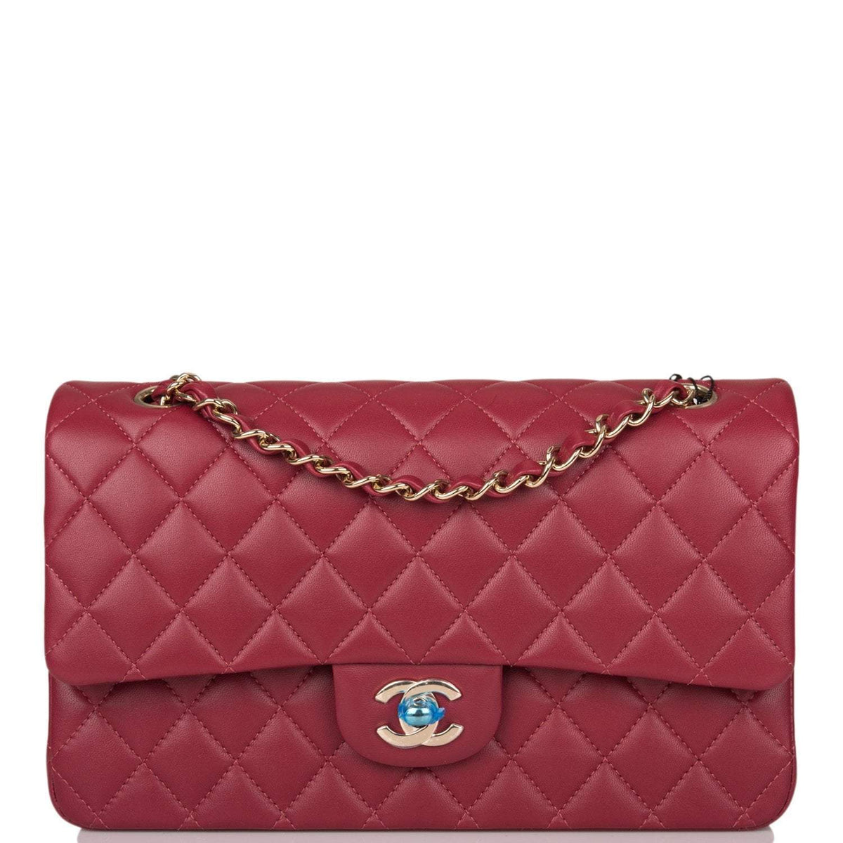 Chanel Medium Classic Double Flap Bag Burgundy Lambsking Light Gold Hardware - image 1