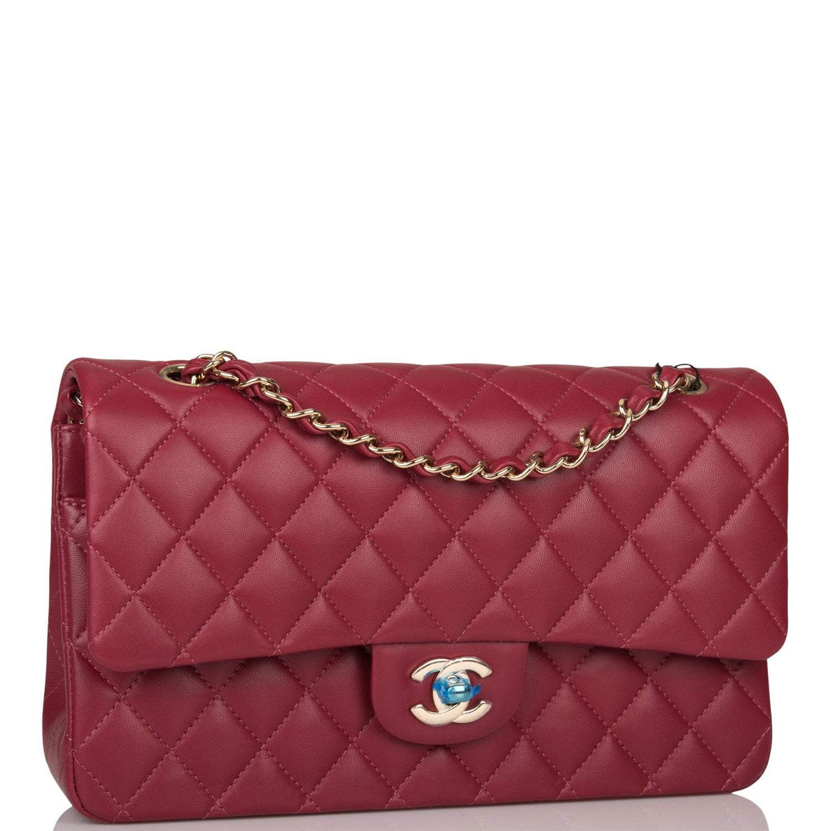 Chanel Medium Classic Double Flap Bag Burgundy Lambsking Light Gold Hardware - image 2