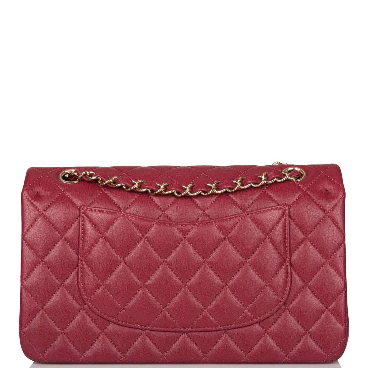 Chanel Medium Classic Double Flap Bag Burgundy Lambsking Light Gold Hardware - image 4