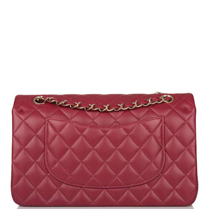 Chanel Medium Classic Double Flap Bag Burgundy Lambsking Light Gold Hardware - image 4
