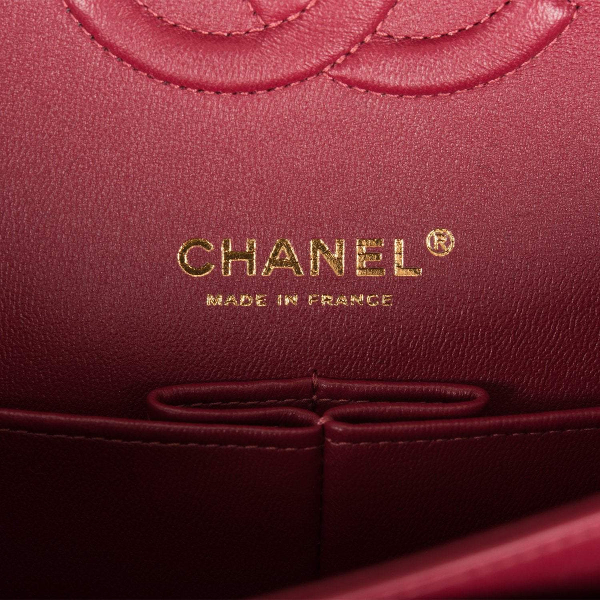 Chanel Medium Classic Double Flap Bag Burgundy Lambsking Light Gold Hardware - image 8