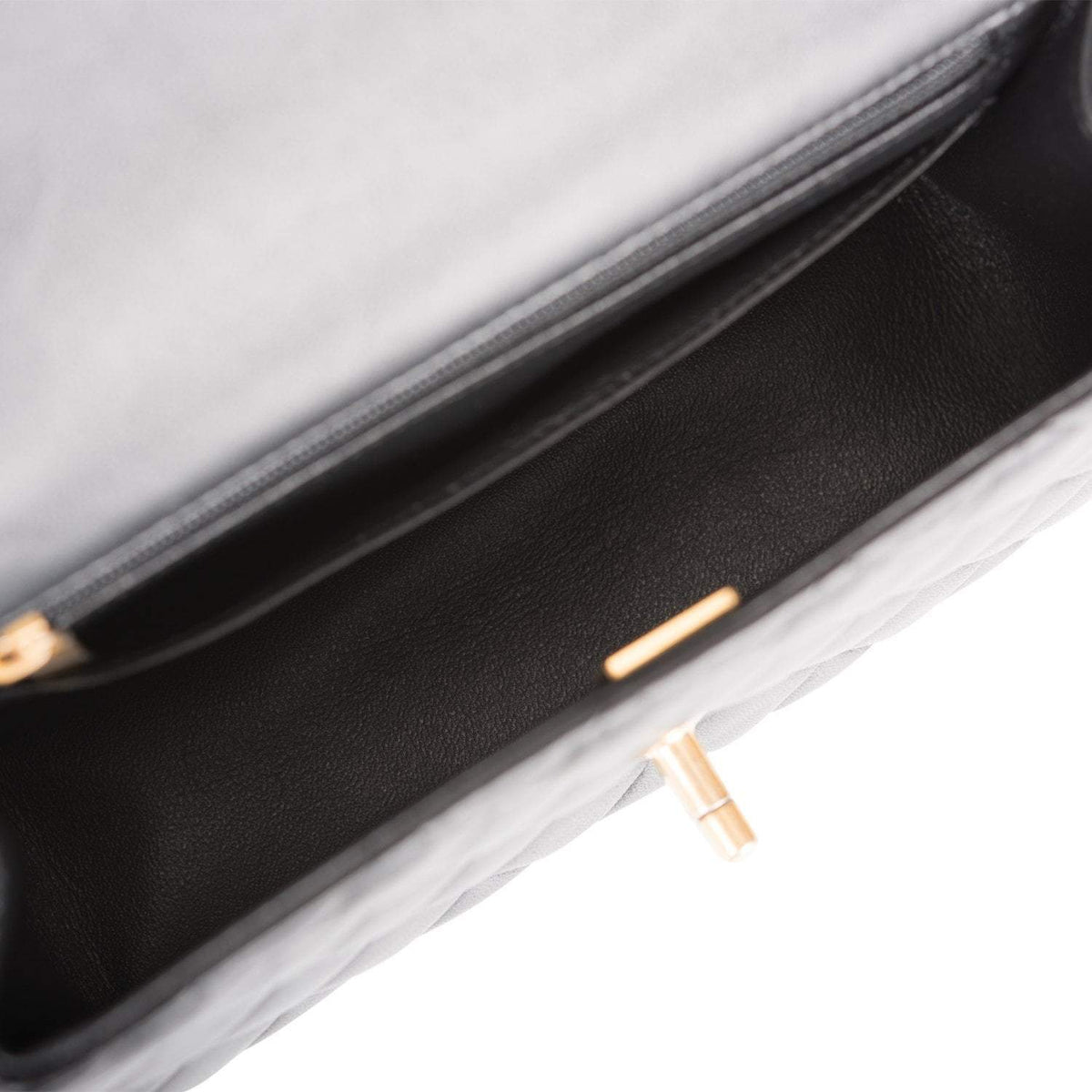 Chanel Black Quilted Lambskin Rectangular Mini Flap Bag with Top Handle Antique Gold Hardware - image 7