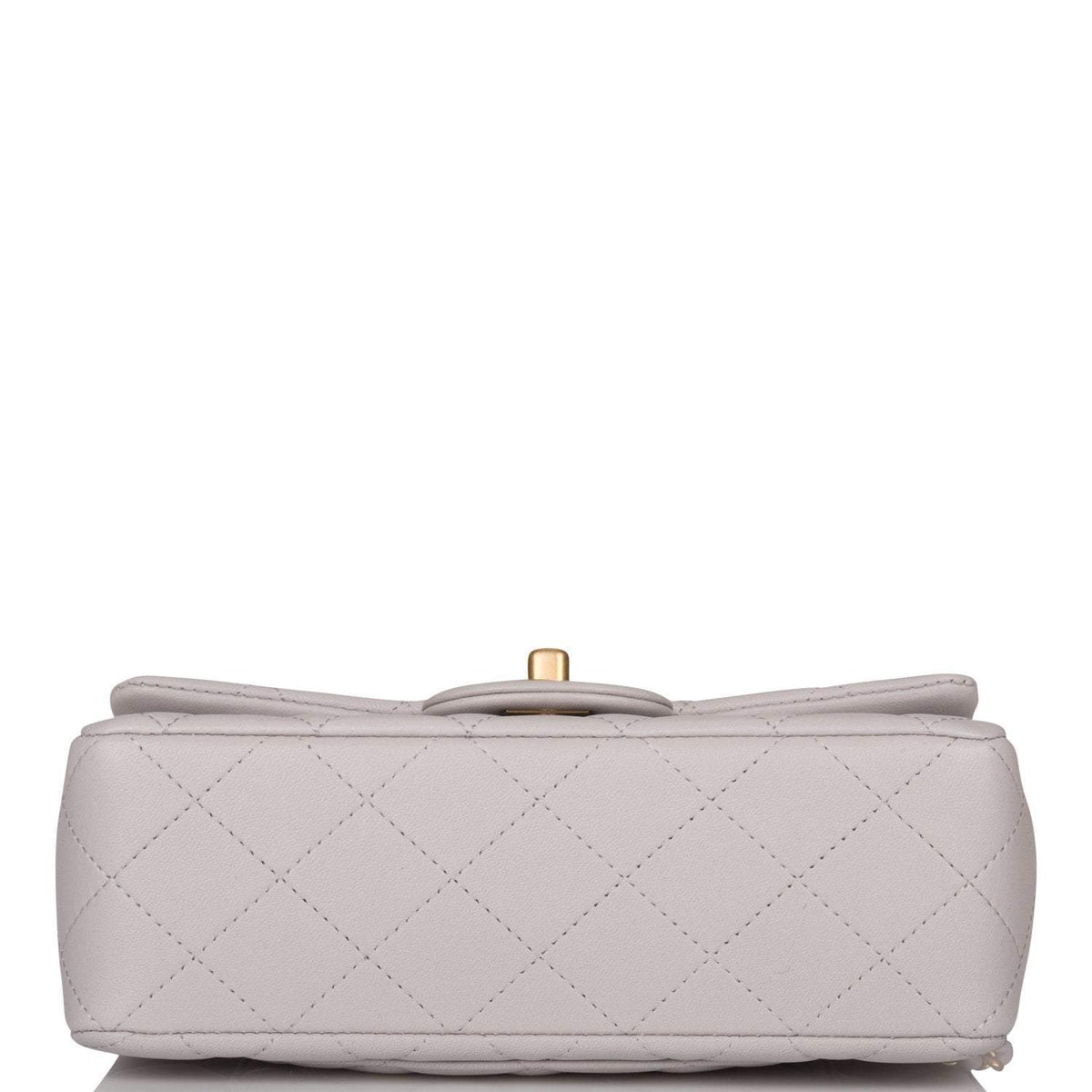 Chanel Grey Quilted Lambskin Rectangular Mini Flap Bag with Top Handle Antique Gold Hardware - image 6